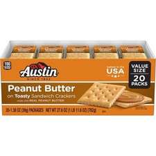 Peanut Butter Sandwich Crackers Snack Packs Bulk Box of 20 Toasty Lunch