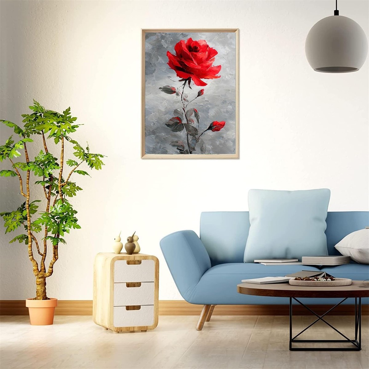 Framed Rose Paint by Numbers Kits for Adults,Flower Painting by