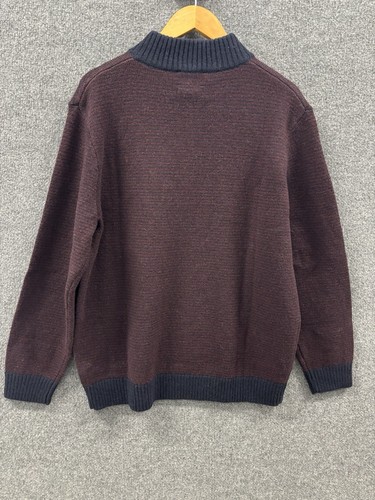 Pendleton Men's L Burgundy/ Blue Washable Shetland Wool Half Zip Sweater Jumper - Picture 8 of 11
