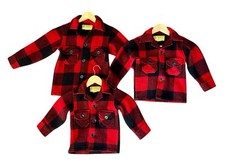 VintageChild Red Plaid Jackets Bedmiji Woolen Mills set of 3 Children's Cabin