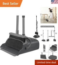 Adjustable Height Broom and Dustpan Set - Perfect for Indoor & Outdoor Cleaning