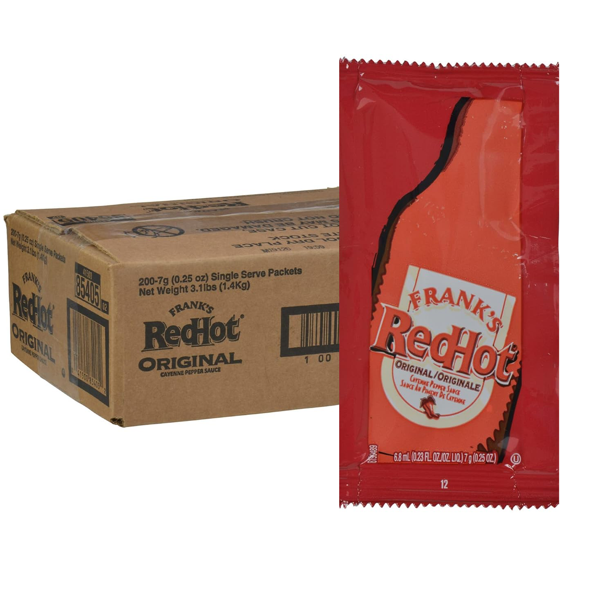 200 COUNT- Frank's RedHot Original Cayenne Pepper 0.23oz 6.8ml