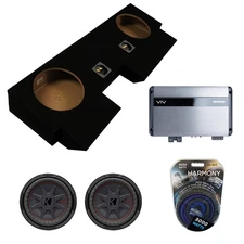 10" 400W RMS 2 Ohm Subwoofer with 1-Channel Amplifier and Dual Subwoofer Box