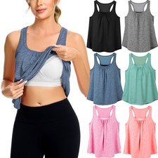 Women's Workout Tank Top Racerback Athletic Sports Vest Shirt With Built in Bra