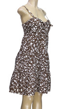 Banana Republic Women's A-Line Dress Spaghetti Strap Brown White Size 6