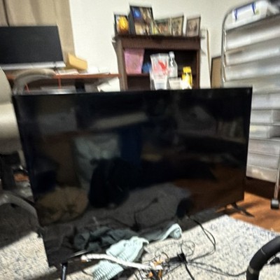 LED Flat Screen TV Black Television Modern Slim Display Technology Black Color