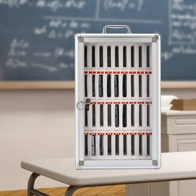 36 Slots Cell Phones Storage Cabinet Aluminum Alloy Pocket Chart Cell Phones Box