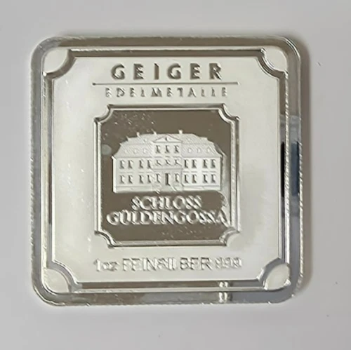 Geiger Edelmetalle 1 Troy Oz .999 Fine Silver Feinsilber Bar (Original Square)