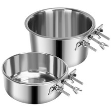 2 Pcs Stainless Steel Large Dog Hanging Crate Bowl Set, 82  44 OZ