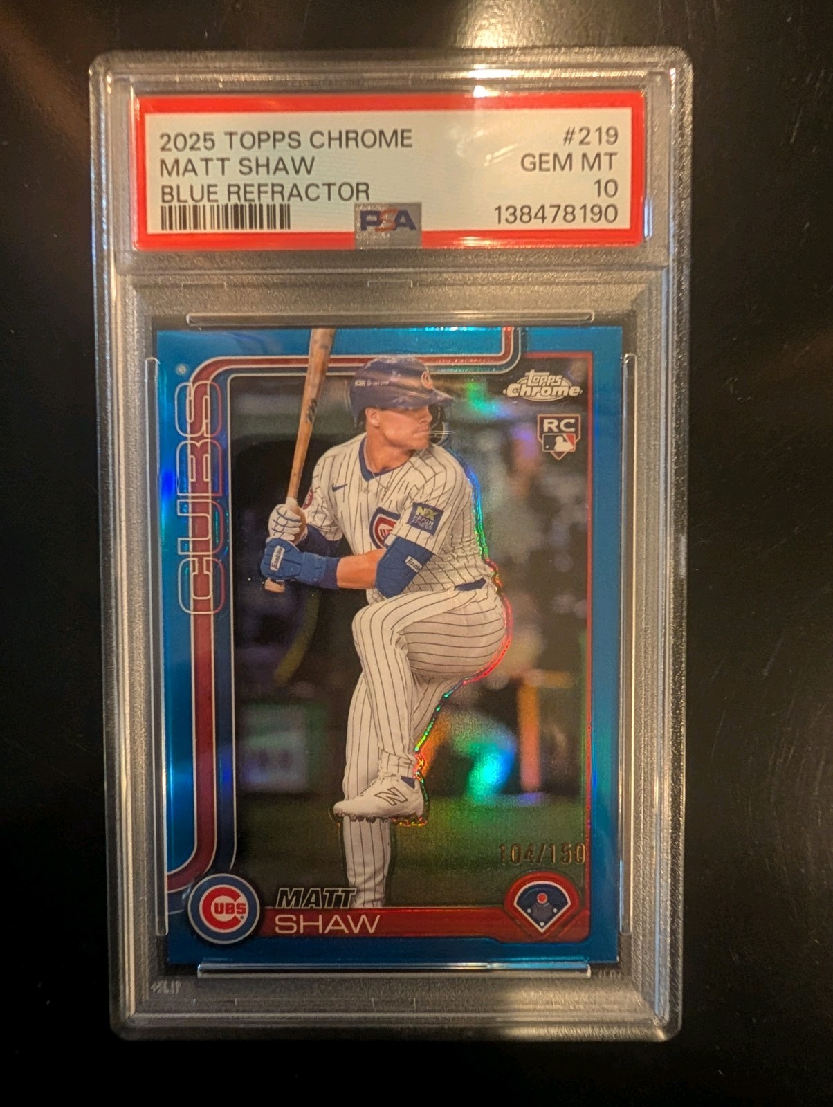 2025 Topps Chrome - Matt Shaw #219 Blue Refractor /150 (RC) PSA10