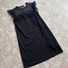 RED VALENTINO Tulle Frill Stretch Jersey Dress Women Size XS black Genuine