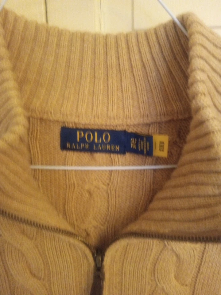  Suéter de algodón tejido con cable con cremallera 1/4 Polo Ralph Lauren para hombre: CAMEL - XLT Foto 4 de 4