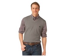 NEW Chaps Men's V-neck Sweater Vest Pebble Heather Gray Large