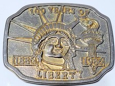 Belt Buckle Vintage USA 100 Years of Liberty Gold Tone Statue of Liberty 1986