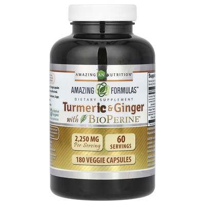 Turmeric & Ginger with BioPerine, 2,250 mg , 180 Veggie Capsules (750 mg per