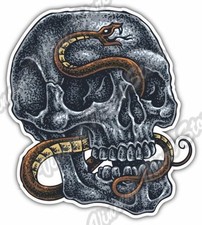 Human Skull Crossbones Snake Car Bumper Vinyl Sticker Decal 4.1"X5"