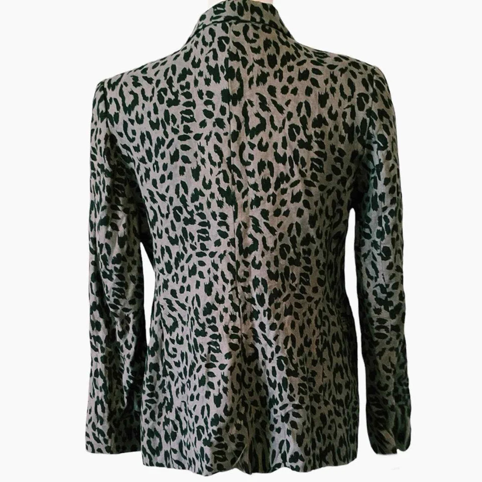 Joie Mehira Linen Animal Print Blazer Sz 10 - Image 4 of 4