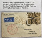 1932 Manchester England Graf Zeppelin LZ 127 Airmail Cover To Argentina — photo 1
