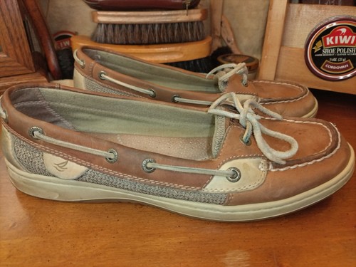 Sperry Women's Top Sider leather lace boat shoes LIGHT BROWN / Beige Size 10 - Picture 3 of 14