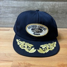 Vintage Southern Comfort Hat Cap Snapback Blue Captain Boat Boating USA Made *