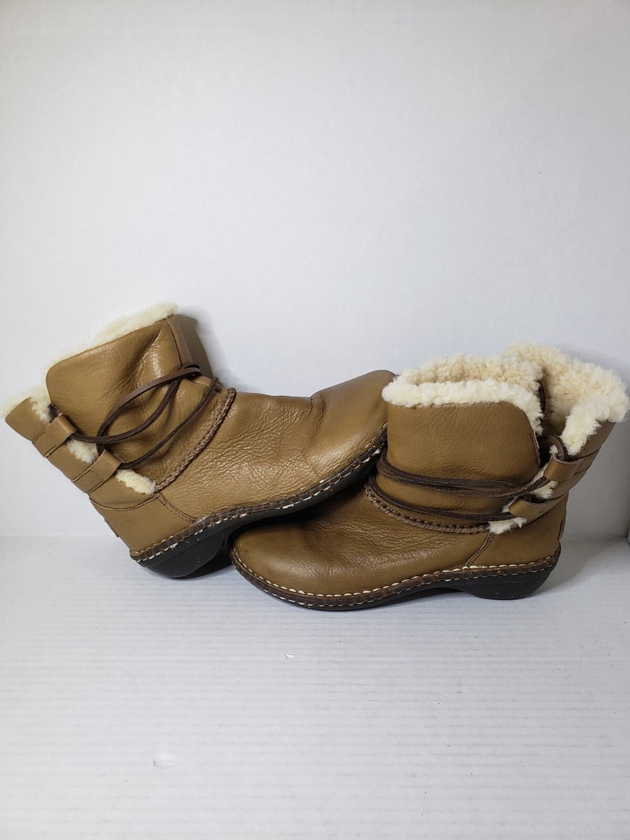 UGG Caspia Shearling Leather Winter Boots 1932 Brown Lace Up Fur