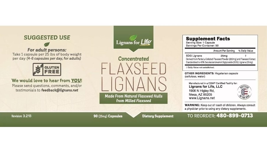 Concentrated Flaxseed Lignan 25mg 90 Cap SDG lignan With Organic