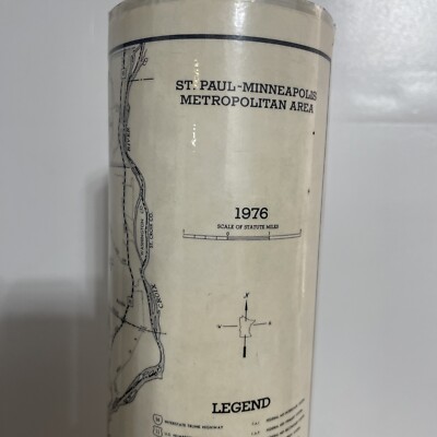 1976 St. Paul Minneapolis Metropolitan Area Map Laminated 28” W x