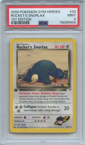 2000 POKEMON GYM HEROES ROCKET'S SNORLAX NON-HOLO 1ST EDITION 33/132 PSA 9 - Picture 1 of 2
