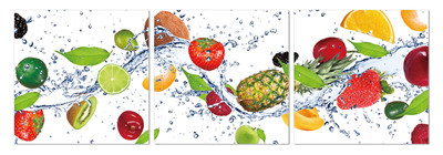 Epic Graffiti 3 piece ''Fruit Wave'' Acrylic Wall Art, 20'' x 60''