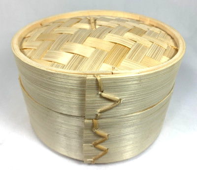 New Dim Sum Bamboo Steamer 2 Piece Set 6'' Diameter