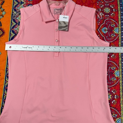 Ahead Pink Sleeveless Performance Polo Shirt M Moisture-Wicking Breathable NWT - Picture 10 of 11