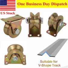 Sliding Gate Caster For V Shape Track 2 inch V-Groove Wheel 4Pcs Steel Rollers