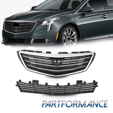 Front Black Grille with Chrome Frame Grill Kit For 2018-2020 Cadillac XTS