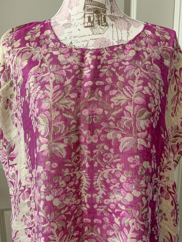 Vestido De Colección Años 70 Pequeño Mediano Boho Púrpura Seda Cachemira Flecos Cortos Bufanda Hecho a Mano Foto 2 de 4