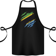 Torn Tanzania Flag Tanzanian Day Football Cotton Apron 100% Organic