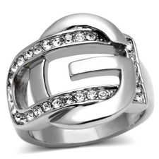 Damen Schließe Ring Band CZ Silber Edelstahl Famous G kein Anlaufen Neu 634
