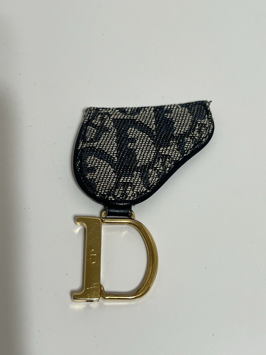 Vtg Christian Dior by John Galliano Blue Monogram Keychain