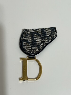 Vtg Christian Dior by John Galliano Blue Monogram Keychain