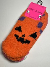 Betsey Johnson Fuzzy Lounge No Show socks Halloween Pumpkin Polka Dot