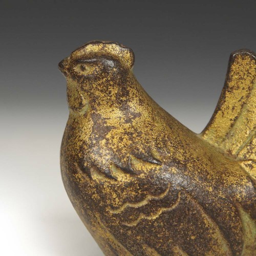 VINTAGE JAPANESE CAST IRON SCULPTURE HEN DECORATIVE FINE ART JAPAN 20TH C. - Picture 4 of 5