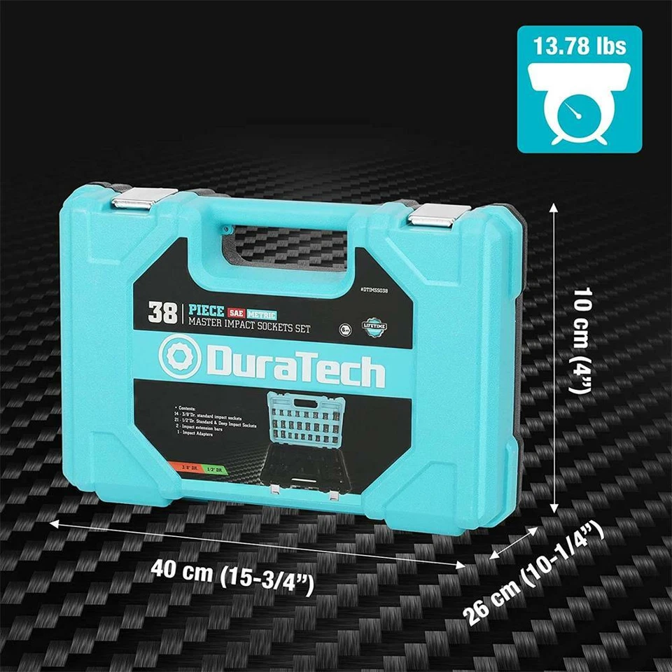 DURATECH 38 Pcs Front ＆ Back Wheel Impact Socket Set 1/2 Drive Metric Socket Set - Image 3 of 4