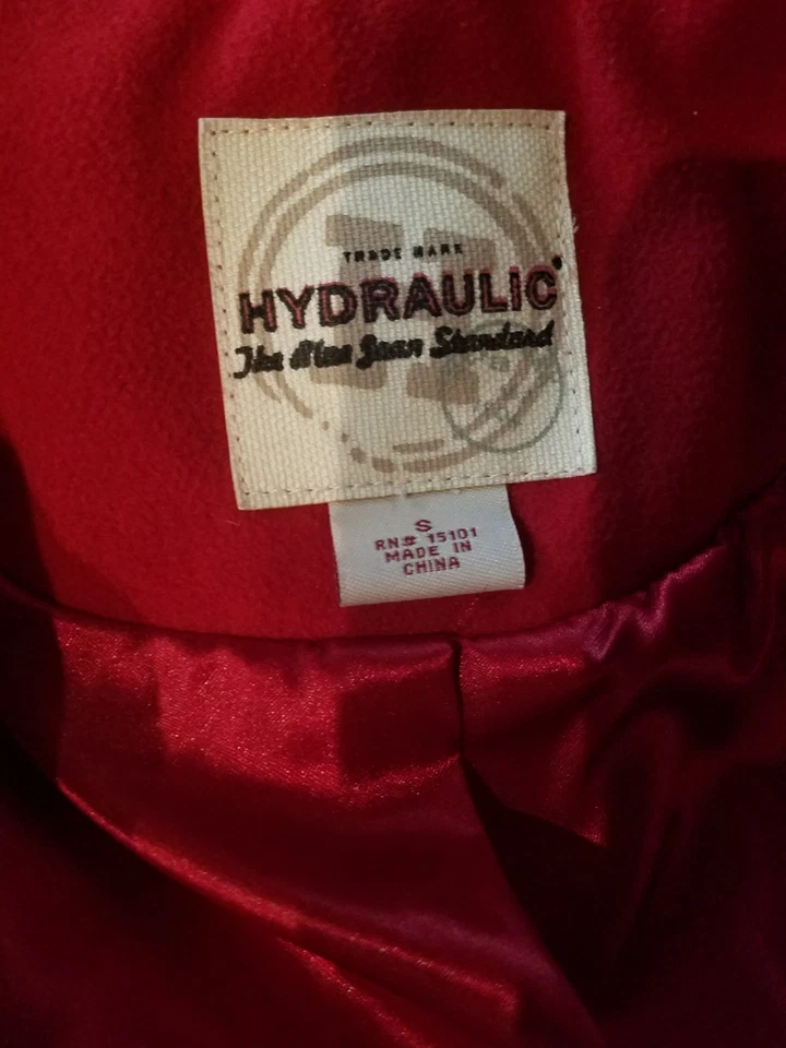 液压青少年女孩豌豆外套红色小号切换纽扣拉链连帽夹克 — 第 4/4 张图片