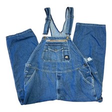 Berne B910SWD Men's Denim Bib Overalls 50x28 Stone Wash Dark Workwear
