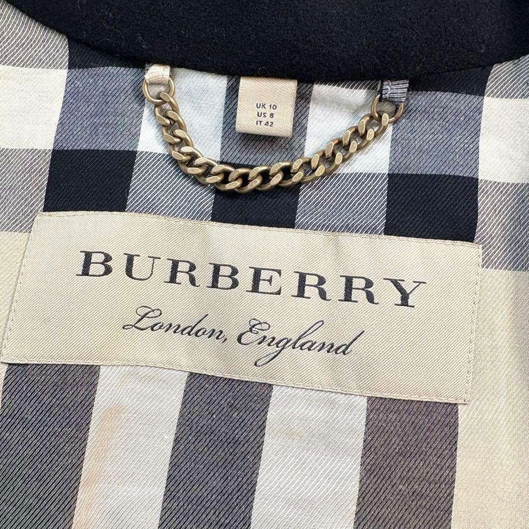 Burberry Collarless Long Coat Black Wool With Liner Nova Check Size 42 For Women thumbnail 20