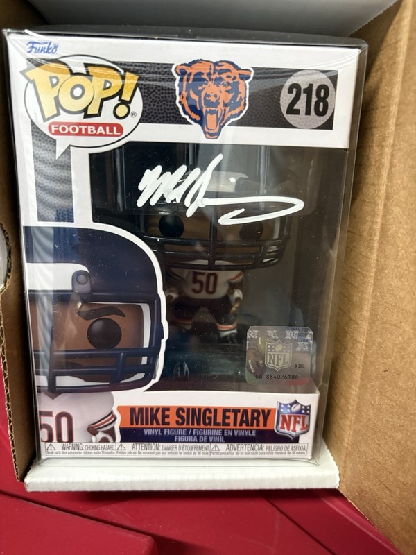 Mike Singletary Signed Funko #218 Funko Pop Vinyl Figurine Bears Beckett Wit
