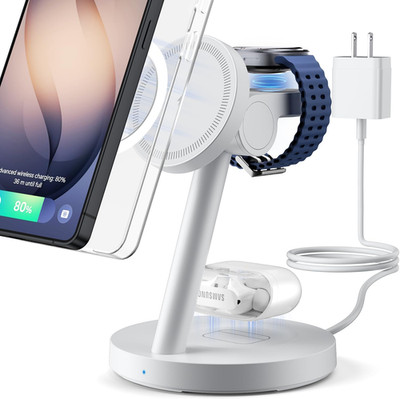 For Samsung 3 in 1 Charging Station, Magnetic Wireless Charger Stand for Magsafe