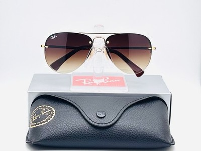 Ray-Ban RB3449 Iconic Aviator 59mm Rimless Unisex Sunglasses - Brown Gradient