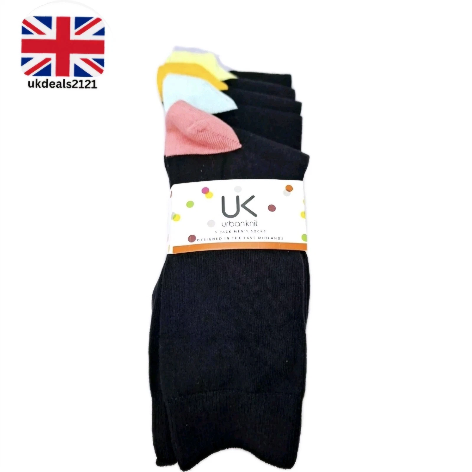 Men’s Cotton Ankle Socks 5 Pack UK 6-11 Black Pastel Heel & Toe Comfort Free UK