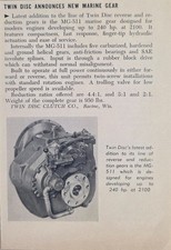 1956 Magazine Photo Twin Disc Clutch Co. Mg-511 Marine Gears Racinewisconsin