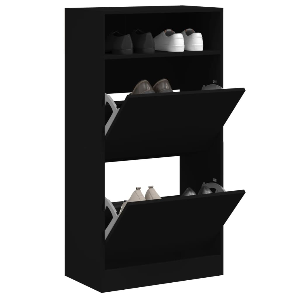 Scarpiera Salvaspazio Nera 116cm - Mobiletto Scarpe Design Minimal